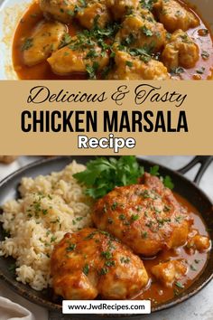 delicious and tasty chicken marsala recipe with rice