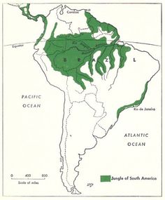 a map of the americas showing major rivers and landforms, with green areas marked in white