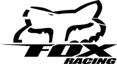 the fox racing logo is black and white