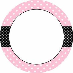 a pink and black polka dot circle frame