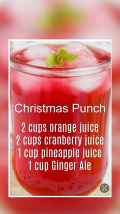 christmas punch recipe with 2 cups orange juice and cranberry juice 1 cup pineapple juice 1 cup ginger ale