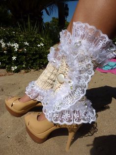 Cotton Leg Warmers in Cream Confetti - Victorian Fashion Spats. $45.00, via Etsy. White Fitted Cute Leg Warmers, Cute Fitted Leg Warmers For Spring, Fitted Leg Warmers For Spring, Cute Fantasy Outfits, Legs Reference, Style Leg Warmers, Legs Accessories, Crocheted Fashion, Diy Leg Warmers