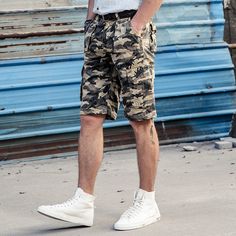 1 Summer Military Bottoms With Side Pockets, Military Style Summer Bottoms With Side Pockets, Military Style Khaki Shorts For Summer, Summer Military Style Short Cargo Pants, Camouflage Cotton Shorts, Military Style Shorts With Side Pockets For Summer, Camouflage Shorts With Pockets For Spring, Military Style Summer Shorts, Casual Camouflage Shorts For Spring