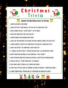 a christmas trivia with santa clause on it