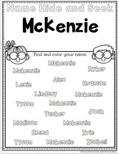 name hide and seek worksheet for kids to learn the names of their favorite characters