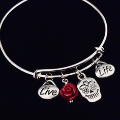 To Personalize…Use this link if you would like to add Birthstones to this bracelet ~ https://www.etsy.com/listing/774404837Use this Link to add an Initial Charm to this bracelet ~ https://www.etsy.com/listing/760532344Expandable and Completely Adjustable. Stainless Steel Split rings attach charms to bangle making them almost possible to come off. No more lost charms!!!SIZES AVAILABLE Kids Size fits 4- 8 yrs.Teen Size fits 8-16 yrs.Adult Size fits ~ 16 yrs. and OverMy bangles are expandable ensur Kids Charm Bracelet, Rose Live, Kids Bangles, Sugar Skull Halloween, Expandable Bangle Bracelet, Stackable Bangles, Skull Halloween, Halloween Charms, Silver Plated Bracelet