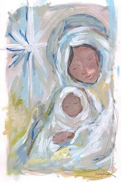 a painting of a baby in the manger