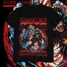 an anime t - shirt with the characters from one piece on it