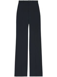 black cotton-wool blend ribbed knit wide leg high waist elasticated waistband elongated hoop design Conscious: We've partnered with Good On You – an ethical agency that rates how sustainably brands perform. This item comes from a brand that performs well in relation to their impact on the planet. Sweatpants Outfit, Hoop Design, Cotton Wool, Trousers Women, Black Cotton, Black Pants, Wide Leg Pants, Balenciaga, Ribbed Knit