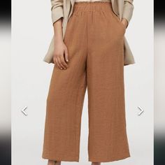 H&M Wide-Leg Pants Size Large Excellent Condition Nwot H&m Wide-leg Workwear Pants, H&m Relaxed Fit Bottoms For Fall, H&m Relaxed Fit Fall Bottoms, H&m Wide Leg Pants For Fall, Beige Pants With Pockets For Daywear, H&m Casual Loungewear Pants, Casual H&m Loungewear Pants, H&m Relaxed Fit Bottoms For Workwear, Chic Fall Pants By H&m