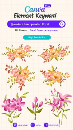 Canva element keyword for hand painted floral Tea Doodle, Canva Keywords Elements, Canva Keywords, Elements Canva, Collection Illustration, Keyword Elements Canva, Alphabet Photos, Doodle Alphabet, Canva Element Keyword