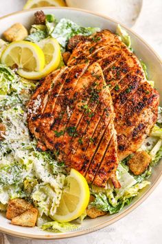 Summer wouldn't be the same without a grilled chicken Caesar salad on the menu. Make a salad at home that is better than one served at Mcdonald’s, Applebees, Wendy's, and even Paneras. This classic recipe has all the simple ingredients to make it a success - a creamy dressing, crispy croutons, and green romaine lettuce. #grilledchickencaesarsalad #chickencaesarsalad #caesarsaladwithchicken #spendwithpennies Grilled Chicken Caesar, Salad At Home, Make A Salad, Grilled Chicken Caesar Salad, Salad With Grilled Chicken, Easy Grilled Chicken, Food Pic