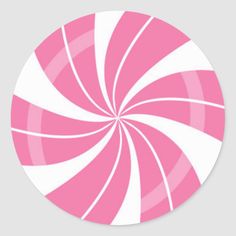 a pink and white candy cane sticker