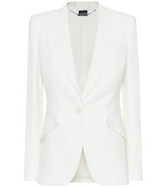 Alexander McQueen - Silk satin peplum blazer | Mytheresa Alexander Mcqueens, Mc Queen, Crepe Blazer, Lace Bustier, White Blazer, Wool Blazer, Tweed Jacket, Wool Jacket, Alternative Fashion