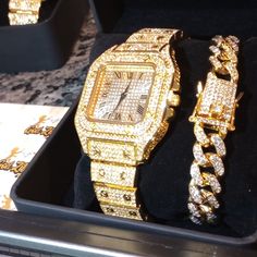 Millionaire Bracelet Watch & Bracelet Set--- Real Lab Diamonds & 4x's Gold Plated Waterproof, No Tarnish Stainless Steel W/Shine Protection Warranty "Look Like Money Without Overspending" Yes, Real Diamonds, But They're Lab Diamonds. They Do Pass Some Diamond Testers, But Definitely Not All, Because These Are Only Lab Diamonds. Some Testers Are Only Setup To Read Natural Earth Diamonds. Therefore, You Will Not Be Able To Trick A Pawn Shop Or Jeweler That Specializes In Natural Earth Diamonds. *Clean With Jewelry Rag Or Mild Soap & Never Use Harsh Chemicals. Thank You For Shopping With Queenie Watch Bracelet, Pawn Shop, Mens Accessories Jewelry, Natural Earth, Dream Jewelry, Real Diamonds, Lab Diamonds, Mild Soap, Bracelet Set