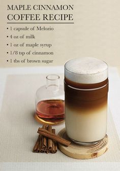 an advertisement for maple cinnamon coffee recipe