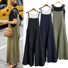 Women Casual Loose Solid Tank Jumpsuit Backless Playsuit, Summer Jumpsuit Casual, Overalls Fashion, Tank Jumpsuit, Stylish Jumpsuit, Stil Boho, Loose Jumpsuit, Hot Style