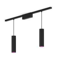 This ceiling track lighting kit in black includes two pendant lights, two 19.7 inch rails, and a PSU that sits in between two rails. Philips Hue, Hue Philips, Security Cameras For Home, Smart Lighting, Floor Lights, Recessed Lighting, Table Lamp Lighting, Home Security, Pendant Lights