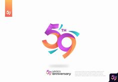 the 50th anniversary logo is shown in purple and orange colors, with an arrow pointing up to