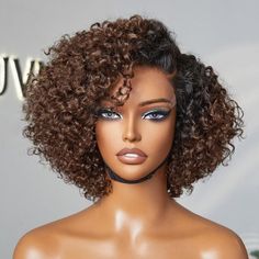 Ombre Brown Fluffy Kinky Curl Glueless Minimalist HD Lace Wig Ready to How To Wear A Wig, Hd Lace Wig, Ombre Brown, Human Hair Color, Brown Wig, Ombre Hair Color, Brown Ombre, Dark Roots, Side Part