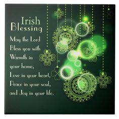 an irish blessing card with green lights