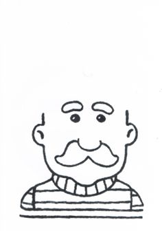 a black and white drawing of a man's face with a mustache on it