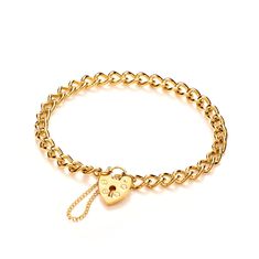 9ct gold 7.6" ladies charm bracelets with screws pattern padlock and safety chain 7.6" (19.0 cm ) ladies 3.1mm round curb 3.1 grams 7102  7.6" (19.0 cm ) ladies 4.0mm round curb 4.9 grams 7103  7.6" (19.0 cm ) ladies 5.3mm round curb 7.3 grams 7106 7.6" (19.0 cm ) ladies 4.7mm round curb 9.1 grams 7108 7.6" (19.0 cm ) ladies 5.7mm round curb 15.7 grams 7110 this style of bracelet is elegant to wear alone or equally suitable with charms made in england for chain reaction jewellers hallmarked by t Bracelets Diamond, Personalised Jewellery, Gold Charm Bracelet, Safety Chain, Charm Rings, Fine Jewelry Bracelets, Heart Locket, Body Jewellery, Bangles Jewelry