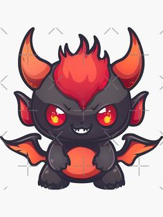 a cartoon character with red eyes and horns