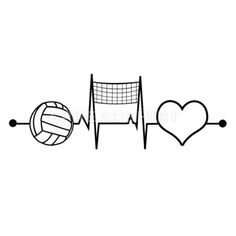 a volleyball ball with a heart and heartbeat