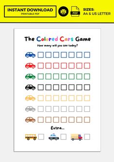 the cars game worksheet for kids to learn how to read and practice numbers