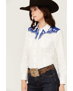 Ariat Women's Sendero Senorita Long Sleeve Pearl Snap Western Shirt Western Collared Top With Buttons, Fitted Western Tops With Pockets, Western Style Fitted Tops With Pockets, Fitted Tops With Pockets For Rodeo, Western Snap Button-up Tops, Button-up Tops With Snap Buttons For Rodeo, Western Style Snap Button Tops, Snap Button Button-up Tops For Rodeo, Western Snap Button Tops