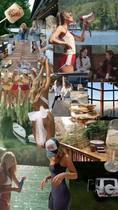 the collage shows people in bathing suits and bikinis at different stages of life