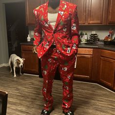 Perfect For Any Christmas Party . This Suit Is A Size Us 50 And Fits A Size Xl. This Suit Is So Fun. Worn Only Once . No Signs Of Wear At All . Hurry ! Christmas Suit, Mens Suits, Blazer Suit, Christmas Party, Red Green, Man Shop, Signs, Christmas, Green