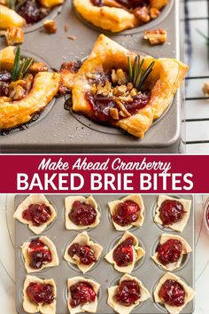 homemade cranberry baked brie bites in muffin tins