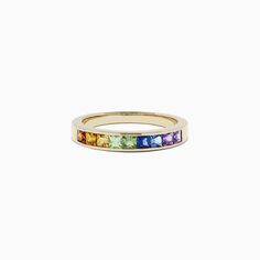 Effy Watercolors 14K Yellow Gold Channel Set Multi Sapphire Ring, 0.86 TCW Multi Sapphire, Yellow Stone, Channel Set, Gold Yellow, Sapphire Ring, Gold Metal, Sapphire, Yellow Gold, Band