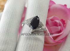 "Gemstone name = Natural Spinel Black Stone Shape = Marquise Stone = 6X12 MM Quality :- AAA Metal:- 925 Sterling silver Handmade Statement Ring STATEMENT RING FOR ALL OCCASION Don't miss this opportunity to own this beautiful Gemstone Ring Your order will be handmade and ready for shipment in 3 to 5 Business days. AFGEMSNJEWELLERY https://www.etsy.com/uk/shop/AFGEMSNJEWELLERY We are manufacture, supply, wholesale and export \"Best Quality Product At Best Price\". Payment Accepted We Accept Payme Black Rings With Accent Stones For Gift, Black Marquise Ring As Gift, Black Marquise Ring Gift, Black Marquise Ring For Gift, Black Anniversary Rings With Stone Setting, Onyx Ring Engagement, Garnet Ring Vintage, Black Spinel Ring, Marquise Cut Engagement Ring