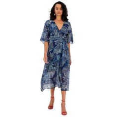 Featuring A Gorgeous Tropical Floral Print, This Wrap Dress From Guess Is Finished With A Waist-Tie Belt And Kimono Sleeves. Approx. Model Height Is 5'10" And She Is Wearing A Size Small Surplice Neckline Kimono Sleeves Wrap Design; Self-Tie Belt At Waist Lined Viscose/Polyamide; Lining: Polyester Hand Wash Imported Summer Silk Midi Wrap Dress, Silk Midi Wrap Dress For Summer, Silk V-neck Maxi Dress With Tie Waist, Summer Evening Wrap Dress With Floral Print, Summer Silk Wrap Dress With Tie Waist, Silk Wrap Dress With Tie Waist For Summer, Silk Midi Dress With Tie Waist, Silk Midi Length Dress With Tie Waist, Silk Tie Waist Dresses For Daywear