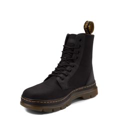 Dr. Martens Combs Boot - Black | Journeys Lace-up Boots With Rubber Toe Cap For Streetwear, Black Sporty Lace-up Boots With Rubber Sole, Sporty Black Lace-up Boots With Rubber Sole, Streetwear Lace-up Combat Boots With Rubber Sole, Lace-up Combat Boots With Rubber Sole For Streetwear, Black Casual Nylon Boots, Functional Black Lace-up Combat Boots, Casual Black Nylon Boots, Low-top Nylon Boots For Streetwear