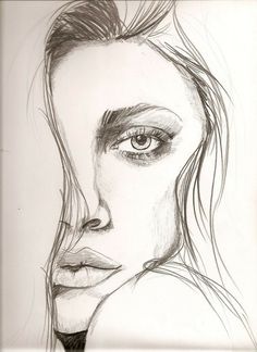 a pencil drawing of a woman's face