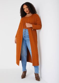 This duster features a bold geometric design and side splits for effortless movement and style. The open-front design makes it perfect for layering, whether you're dressing up or down. Camel Duster Cardigan, Plus Size Crochet Duster, Cashmere Duster Cardigan, Kimono Plus Size, Knit Duster, Torrid Long Heavy Cardigan, Plus Size Cardigan, Cardigan Plus Size, Duster Cardigan Sweater