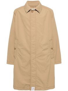 light brown classic collar concealed front button fastening long sleeves two side button-fastening pockets straight hem Trench Coat Brown, City Shorts, Balenciaga Triple S, Dress Watch, Summer Beach Wear, Short Suit, Mens Outerwear, Outerwear Coats, Light Jacket