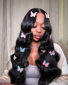 Butterfly Hairstyle, Latina Hair, Birthday Hairstyles, Invisible Lace, Dope Hairstyles, Butterfly Clips, Butterfly Hair, Baddie Hairstyles, Hair Photo