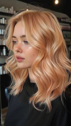 Shade Of Blonde, Copper Blonde Hair, Blonde Hair Transformations, Blonde Hairstyle, Blonde Actresses, Strawberry Hair, Peach Hair, Ginger Hair Color