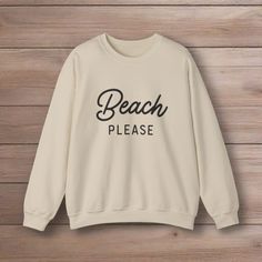 "BEACH please" sweatshirt – a perfect fusion of style and attitude that encapsulates the essence of seaside bliss! Elevate your casual wardrobe with this chic and sassy statement piece that effortlessly exudes laid-back vibes. Whether you're enjoying a coastal stroll, catching waves, or simply unwinding under the sun, this sweatshirt is designed to complement your beachy lifestyle. The versatile design seamlessly transitions from day to night, making it a must-have for every beach enthusiast's wardrobe. More than just a fashion statement, the "BEACH please" sweatshirt is a conversation starter – guaranteed to turn heads and elicit smiles wherever you go. Share your love for the beach and proudly declare your seaside state of mind to the world. S M L XL 2XL 3XL Width, in 20.00 22.01 24.00 2 Trendy Spring Beach Sweatshirt, Trendy Sweatshirt For Beach In Spring, Casual Summer Loungewear Sweatshirt, Summer Casual Sweatshirt For Loungewear, Trendy Crew Neck Sweater For Beach, Vacation Crew Neck Sweater For Beach Season, Trendy Summer Leisure Sweatshirt, Trendy Summer Beach Sweatshirt, Trendy Letter Print Sweatshirt For Beach