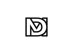 a black and white logo with the letter d