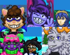 an image of some cartoon characters in pixel art