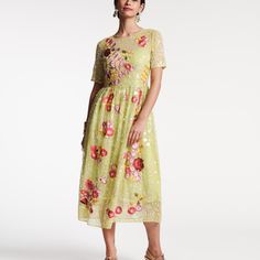 Faith Takes Special Occasion Looks To The Next Level With Iridescent Sequins, Deconstructed Florals, And Vibrant Embroidery On A Delicate Mesh Design. A Truly Stunning Spring Motif, Faith Is The Perfect Dress For Soirees Or Weddings. Lined Midi With Short Sleeves, Wide Rounded Neckline, &Amp; Empire Waistline Layered Design With Sheer Fabric Draped Over Slip With Adjustable Straps Top Button Closure On Outer Mesh Layer; Inside Snaps At Shoulder For Slip Attachment Made With Slick Polyester Made Valentine Dresses, Frances Valentine, Valentine Dress, Empire Waistline, Layered Design, Dress Hats, Draped Fabric, Mesh Design, Sheer Fabric