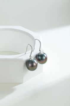 11-12 mm Tahitian Black Pearl Earrings with Zirconia 18K White Gold - House Of Pearls Jewelry Elegant Tahitian Pearl Earrings Gift, Elegant Round Tahitian Pearl Earrings, Elegant Tahitian Pearl Round Earrings, Elegant White Gold Tahitian Pearl Earrings, Luxury Tahitian Pearl Earrings For Gift, Luxury Tahitian Pearl Earrings Gift, Elegant Tahitian Pearl Earrings For Formal Occasions, Tahitian Pearl Earrings In White Gold For Formal Occasions, Elegant Tahitian Pearl Drop Earrings