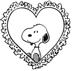 a heart shaped frame with a snoopy dog in it and the words i love you