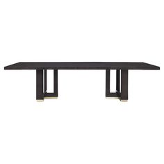 a black table with two metal legs